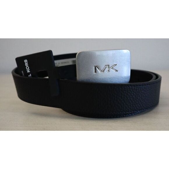 Michael Kors 86S3SBLY7U Men's Sz 36 Black 31MM Fast MK Plaque Belt - Picture 1 of 5